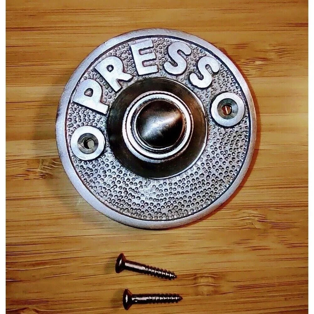 The Retro PRESS Push Button Doorbell‎ - Brushed Nickel - Round
